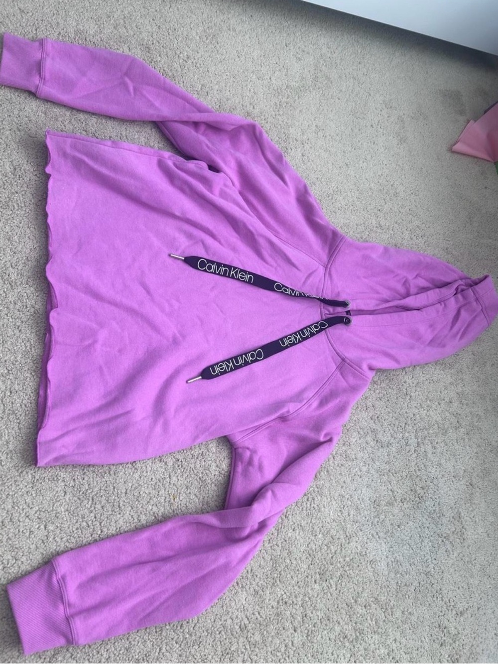 Calvin Klein Purple-Pink Scoop Neck Hoodie Sweater